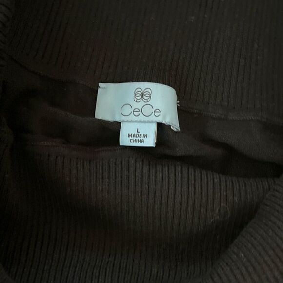 CeCe Off-the-Shoulder Ruffle Long Sleeve Sweater - size L - Black - Picture 5 of 6